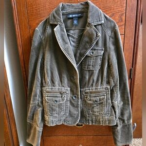 Like new INC petite velour military jacket.